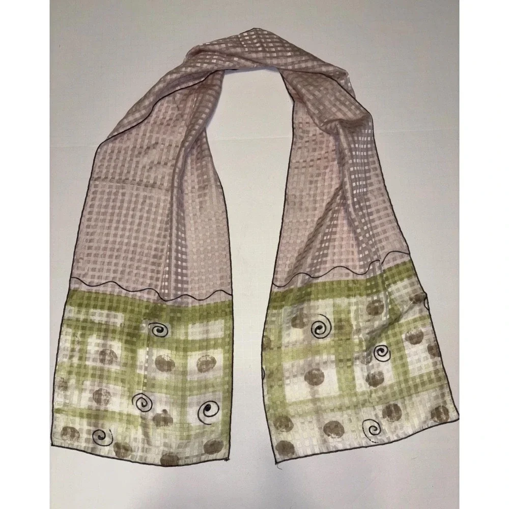 JENNA WEAR JENNIFER JACOBSON NY Art Wear Scarf 100% Silk Hand Painted 10.5 X 60